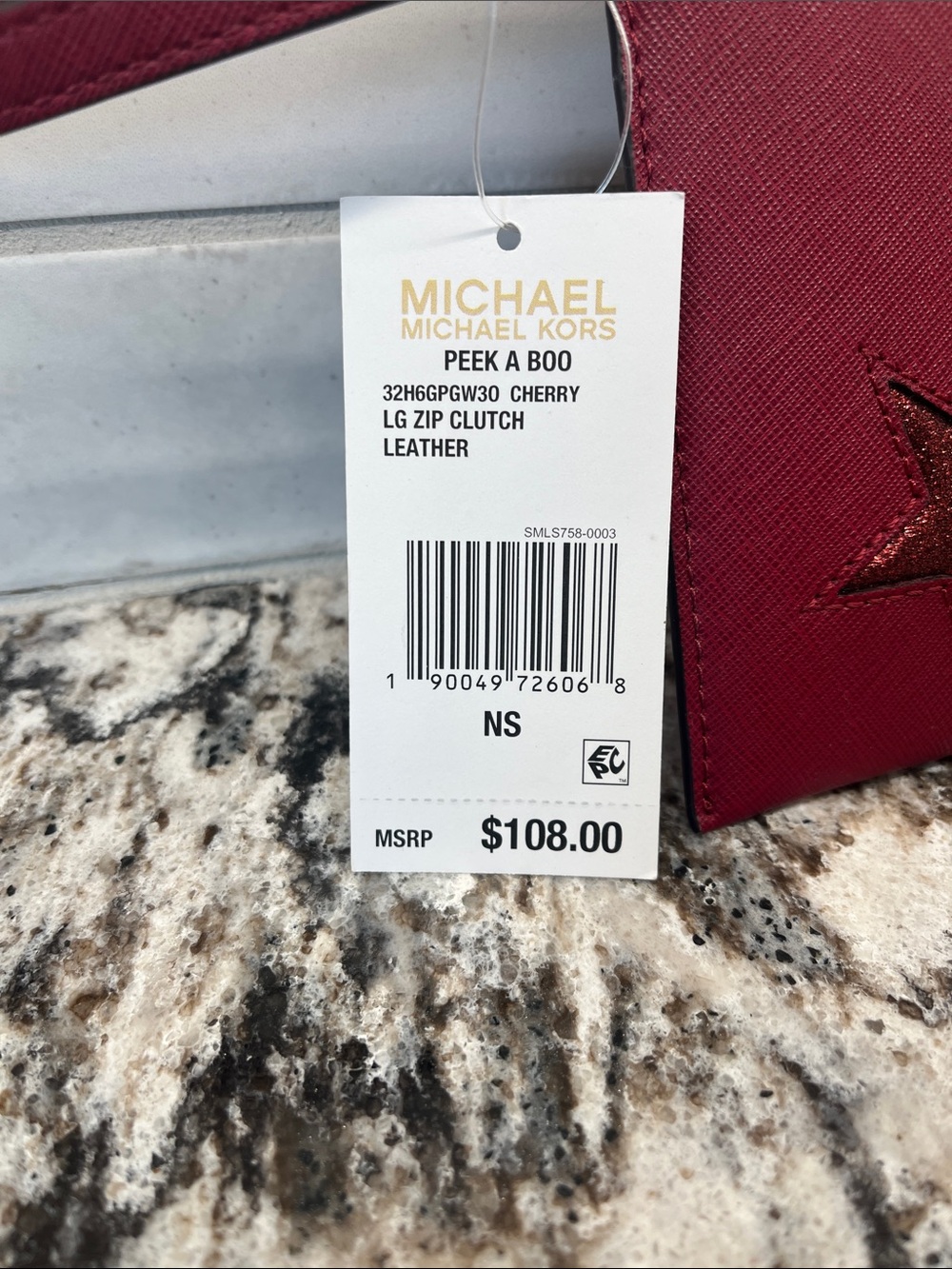 NEW Michael Kors Wine Red Star Large Leather Clutch - Picture 2 of 6